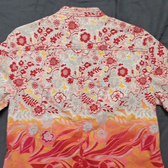 Chico's Colorful Red Orange Floral Print Casual Jacket‎ Women's Size 1 (Med/8) - Picture 10 of 15